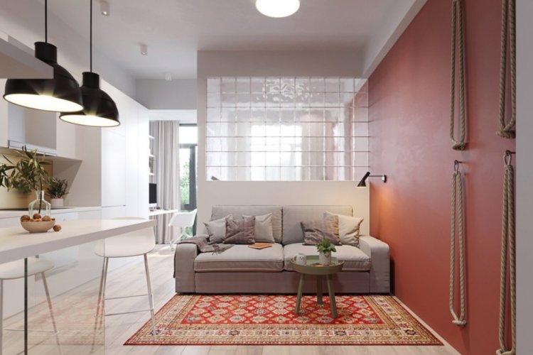 Un peu de chaleur pour 33 m². à Sotchi - Conception d'un appartement d'une pièce de 33 m²