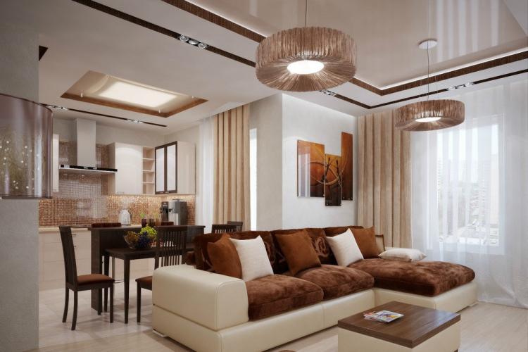 Décoration de plafond - Conception d'un appartement d'une pièce 40 m².