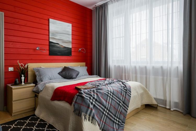 Chambre rouge 10 m² - Design d'intérieur
