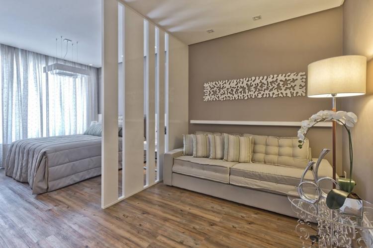 Salon combiné avec chambre à coucher - photo de design d'intérieur