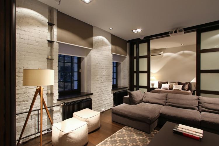 Salon combiné avec chambre à coucher - photo de design d'intérieur