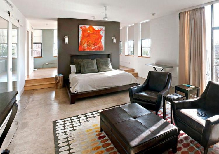 Salon combiné avec chambre à coucher - photo de design d'intérieur