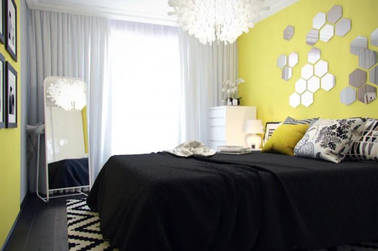 Chambre jaune à Khrouchtchev - Design d'intérieur
