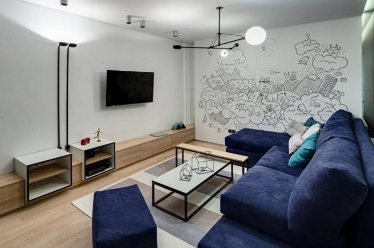 Design mural TV minimaliste