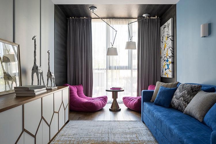 Couleurs pour un salon étroit - Design d'intérieur