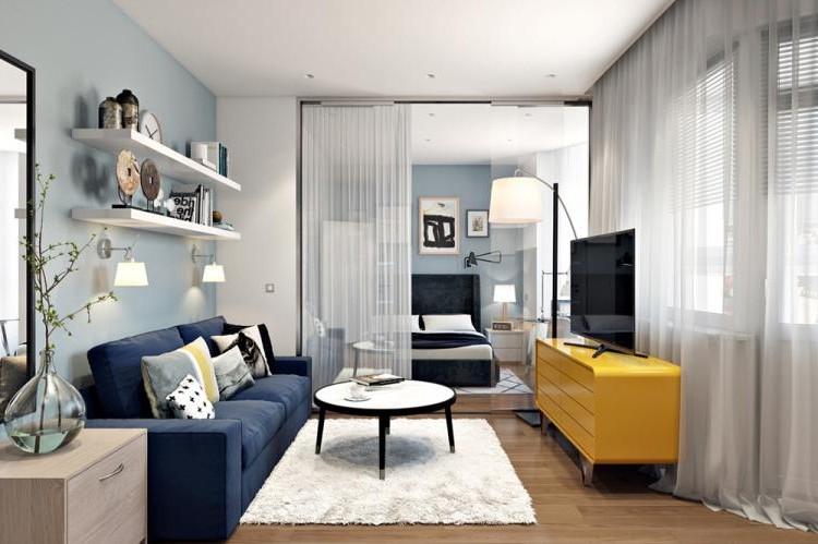 Salon étroit - photo de design d'intérieur