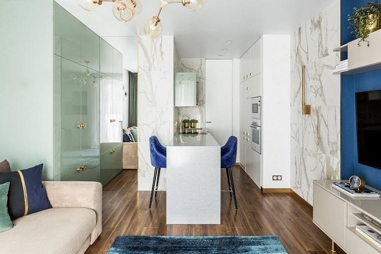 Conception de plafond - Conception de cuisine étroite