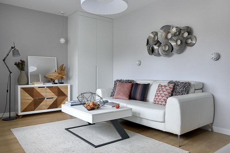 Chambre grise dans l'appartement - Design d'intérieur