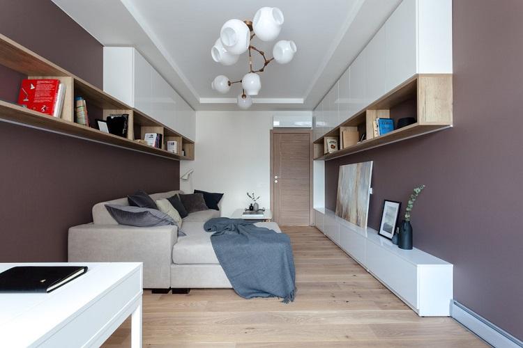 Chambre brune dans l'appartement - Design d'intérieur
