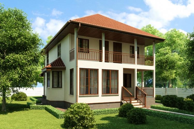 Maisons à deux étages avec balcon - projets et photos