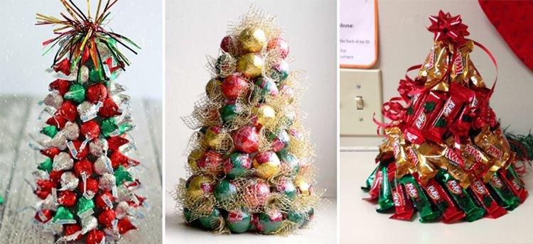 Sapin de Noël DIY fait de bonbons - photos et idées