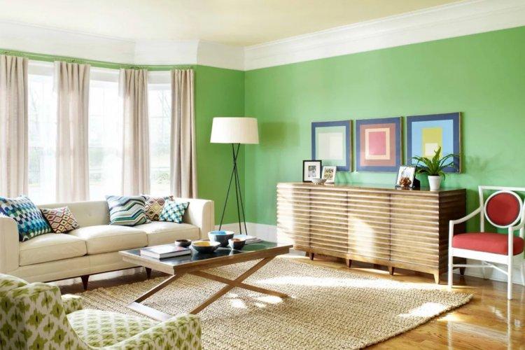 Couleur pistache dans le salon - design photo