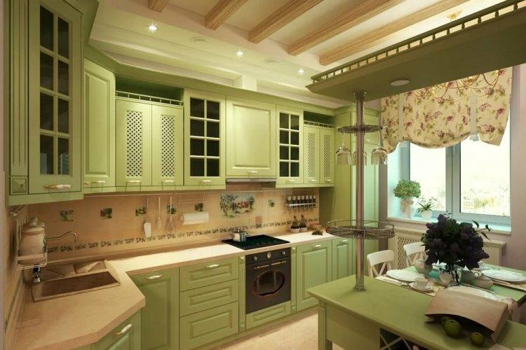 Couleur pistache dans la cuisine - conception de photos