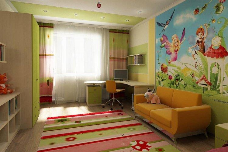 Couleur pistache dans la chambre des enfants - design photo