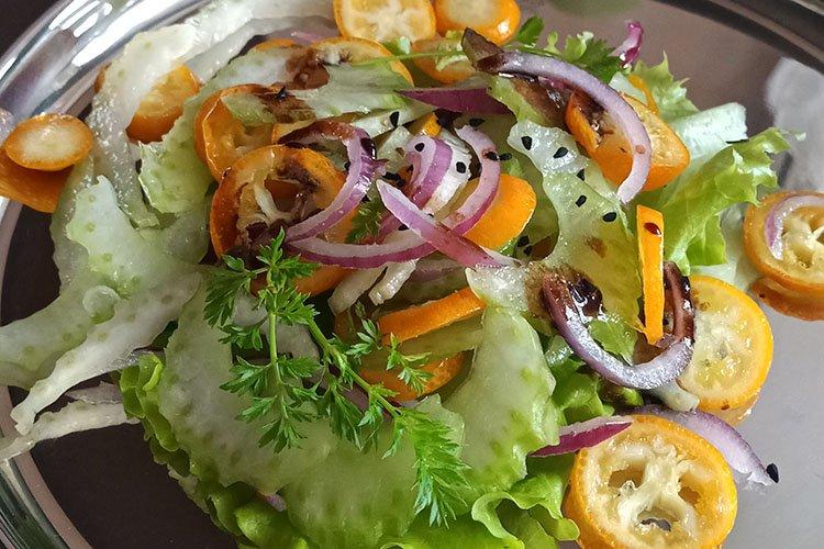 Salade de céleri et oignon rouge