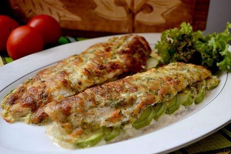 Filet de cabillaud au four aux courgettes