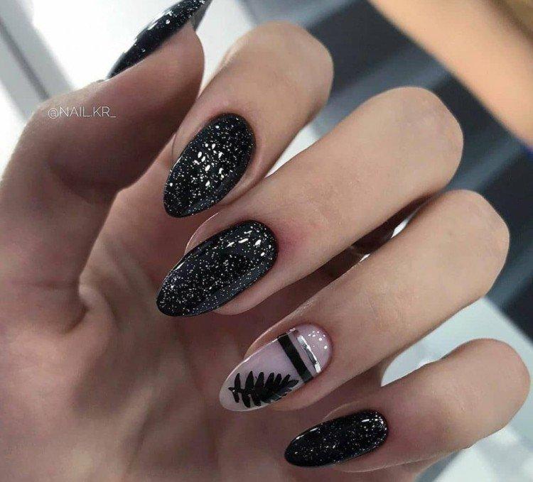 Manucure à paillettes sombres