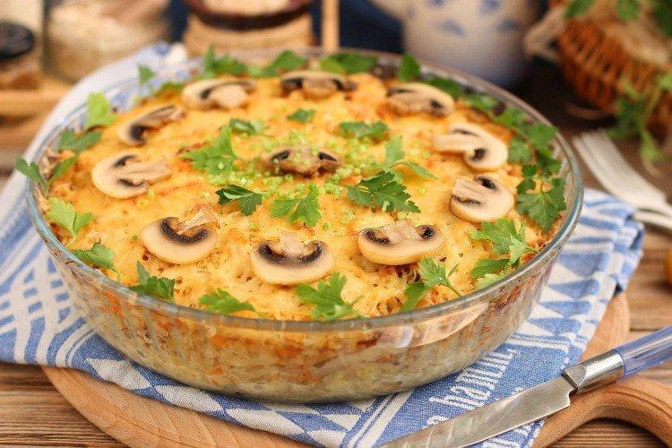 Cassolette de choux aux champignons