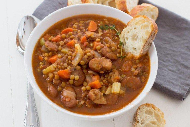 Soupe aux haricots rouges et lentilles