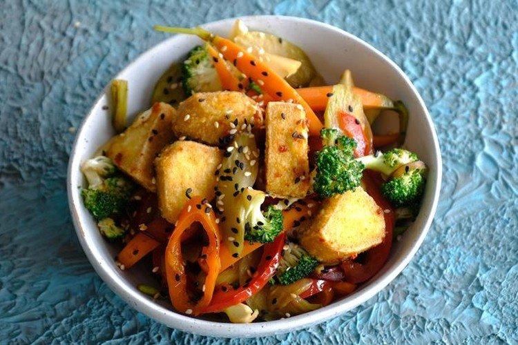 Légumes au four au tofu