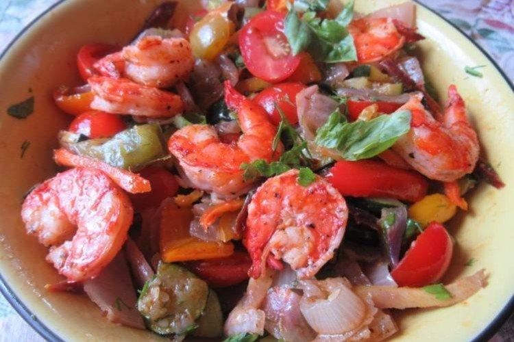 Légumes au four aux fruits de mer