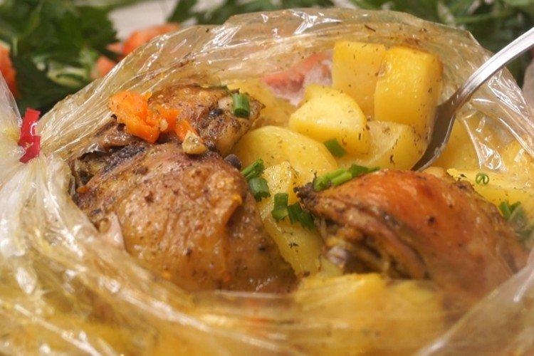 Dinde aux légumes dans la manche