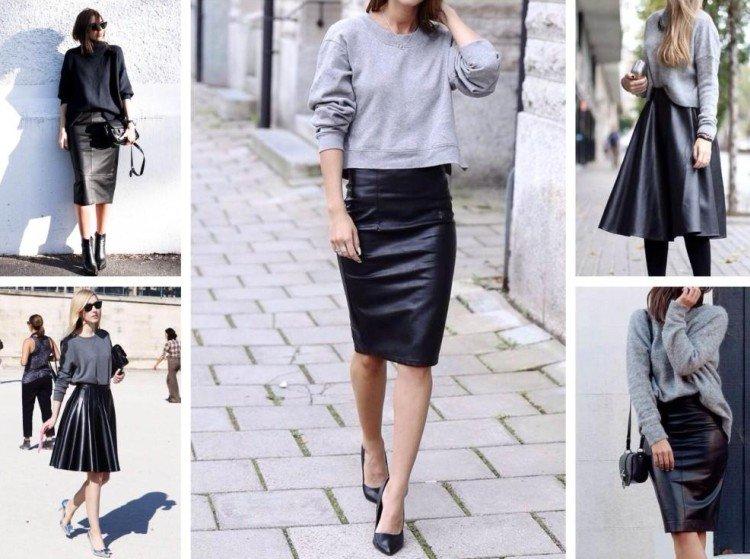 Jupe taille haute en cuir