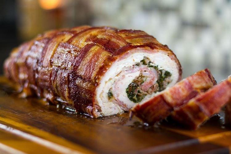 Rouleau de porc au fromage et poulet