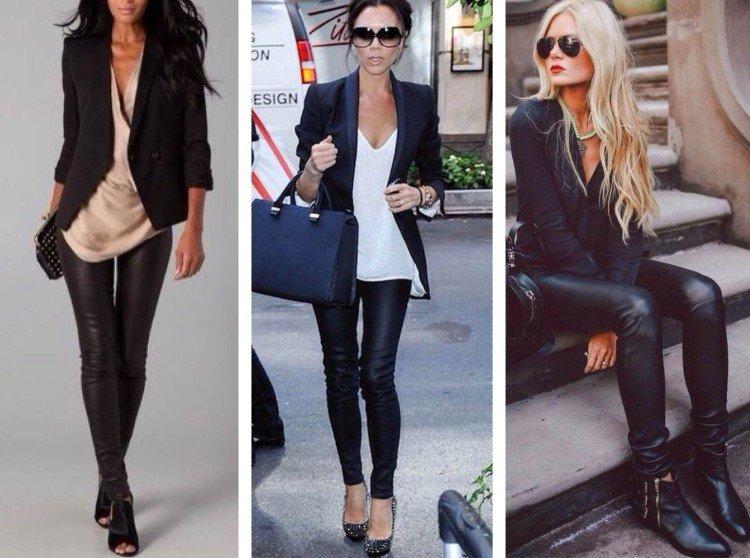 Pantalon en cuir avec une veste classique