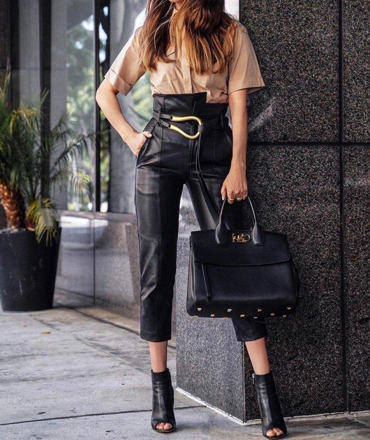 Que porter avec un pantalon en cuir - photos et idées
