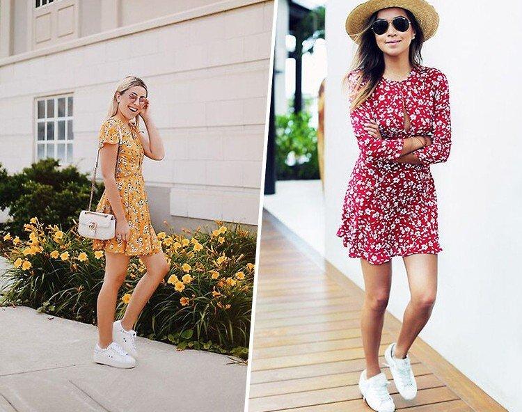 Robe en mousseline avec baskets