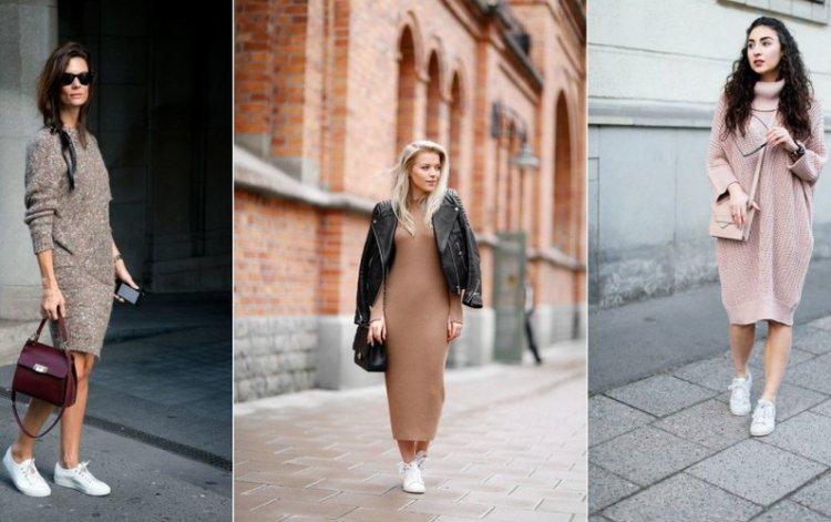 Robe en maille avec baskets