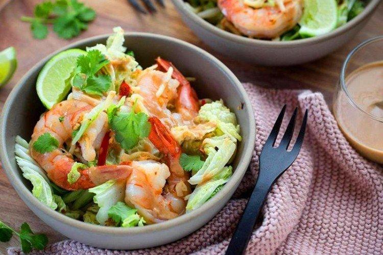 Salade de crevettes et chou chinois