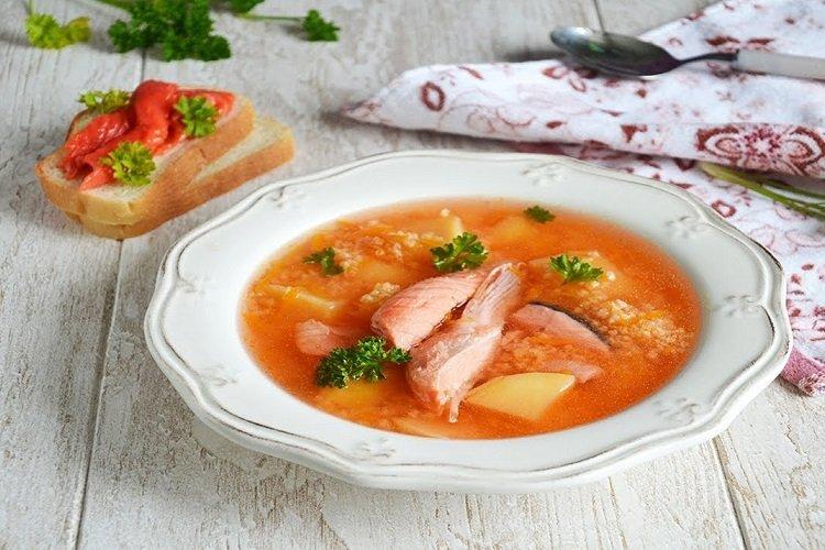 Soupe de poisson à la truite au millet