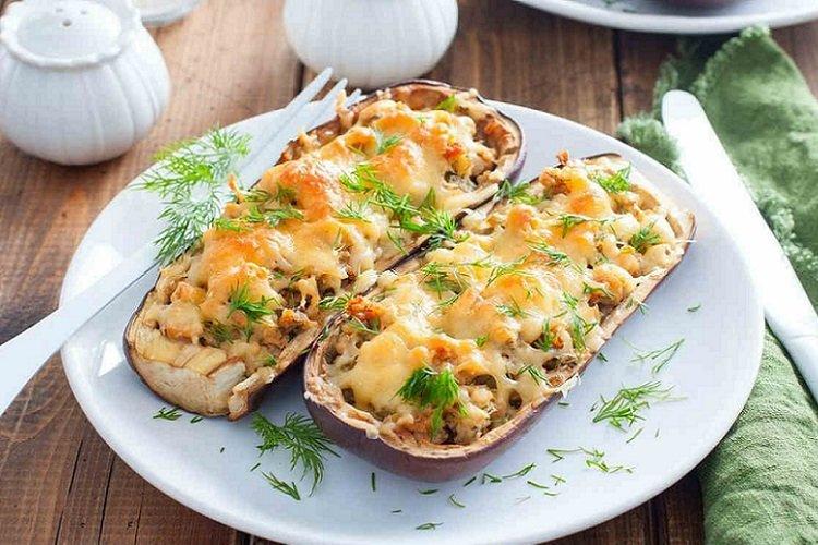 Aubergine au fromage, herbes et fromage cottage