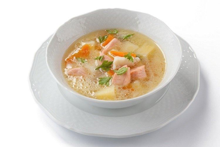 Oreille de saumon au bouillon de poulet