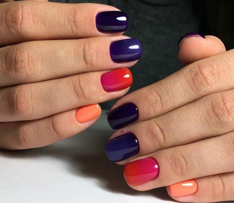 Manucure contrastée pour ongles courts