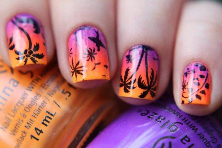 Coucher de soleil et palmiers