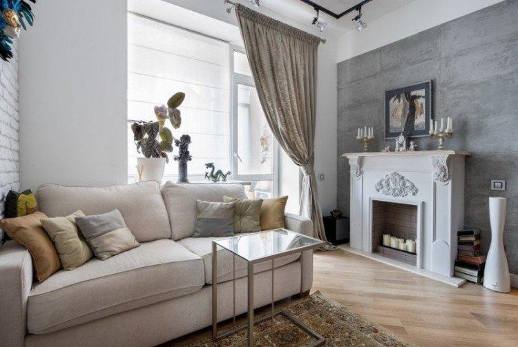 Salon avec cheminée dans un style moderne - photo de design d'intérieur