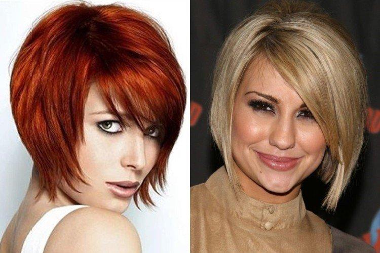 Bob gradué avec frange oblique pour cheveux mi-longs