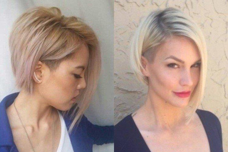 Carré gradué aux branches rasées pour cheveux mi-longs