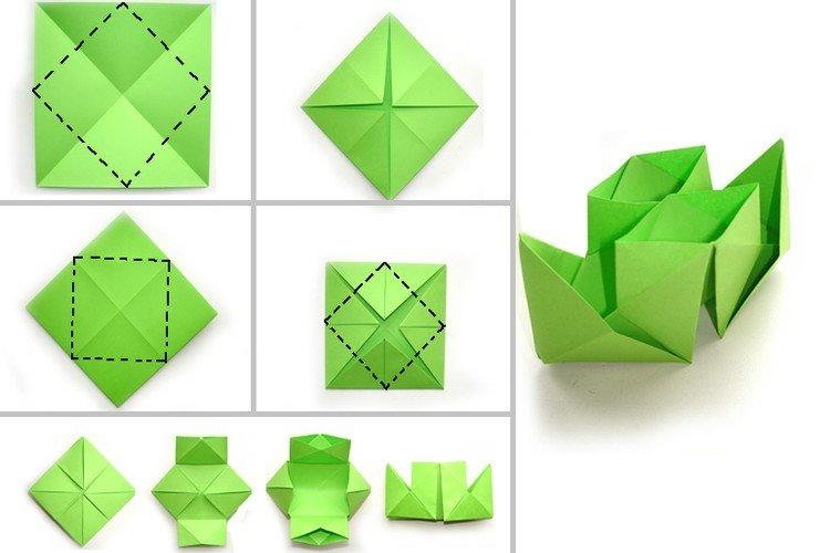 Bateau à deux tuyaux en origami en papier bricolage