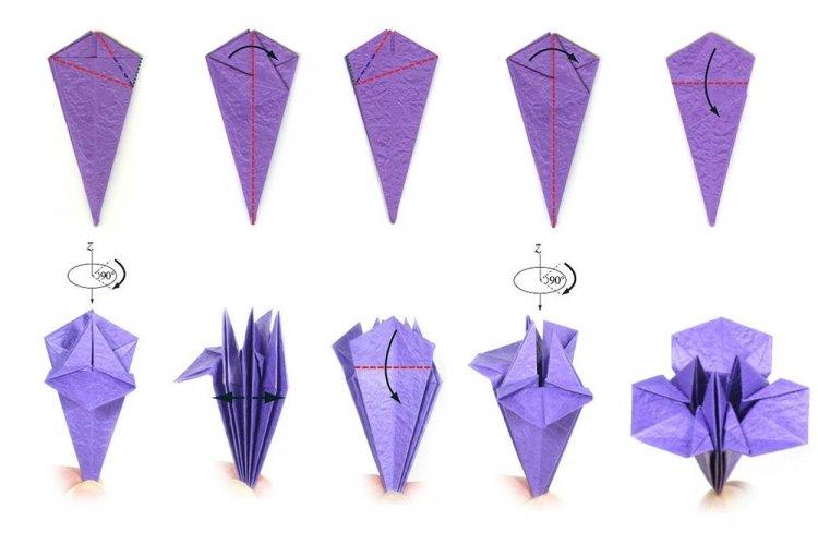 Iris - Comment faire des fleurs en papier origami