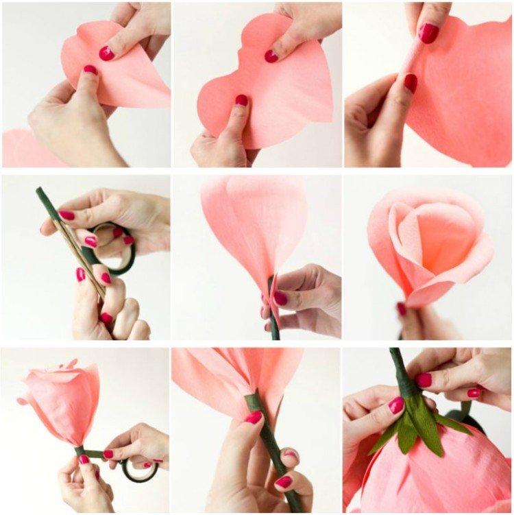 Rose volumineuse en papier ondulé - Comment faire une rose en papier