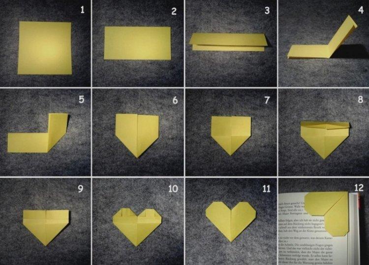 Marque-page coeur pour livres - Comment faire un coeur en papier