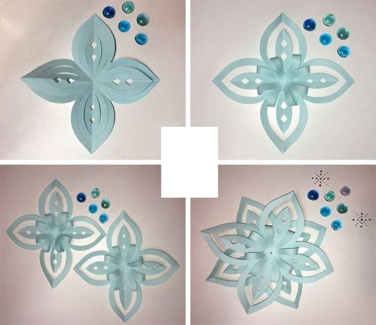 Flocon de neige en deux parties - Comment faire un flocon de neige en papier