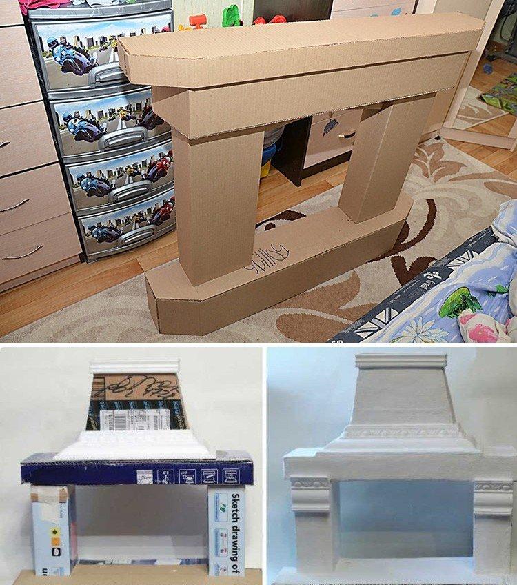 Constructeur de cheminée bricolage à partir de boîtes