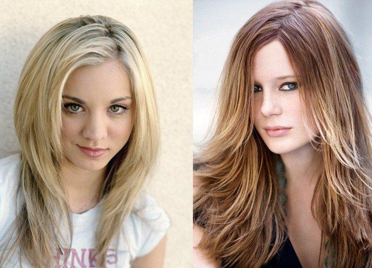 Cascade pour cheveux mi-longs sans frange avec une raie sur le côté