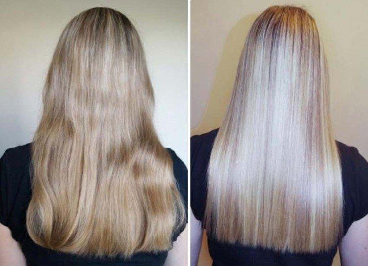 Lissage des cheveux à la kératine - photos avant et après