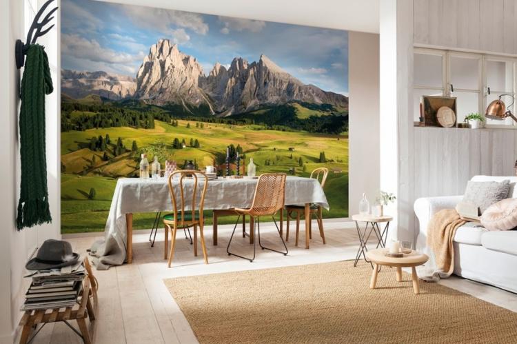 Combinaison avec du papier peint photo - Combiner du papier peint dans la cuisine